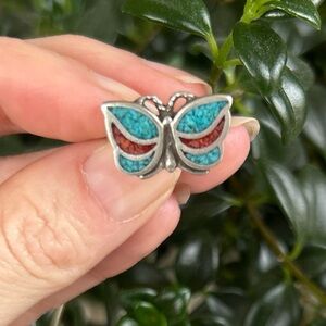 Vintage Native American Sterling Silver Butterfly Ring